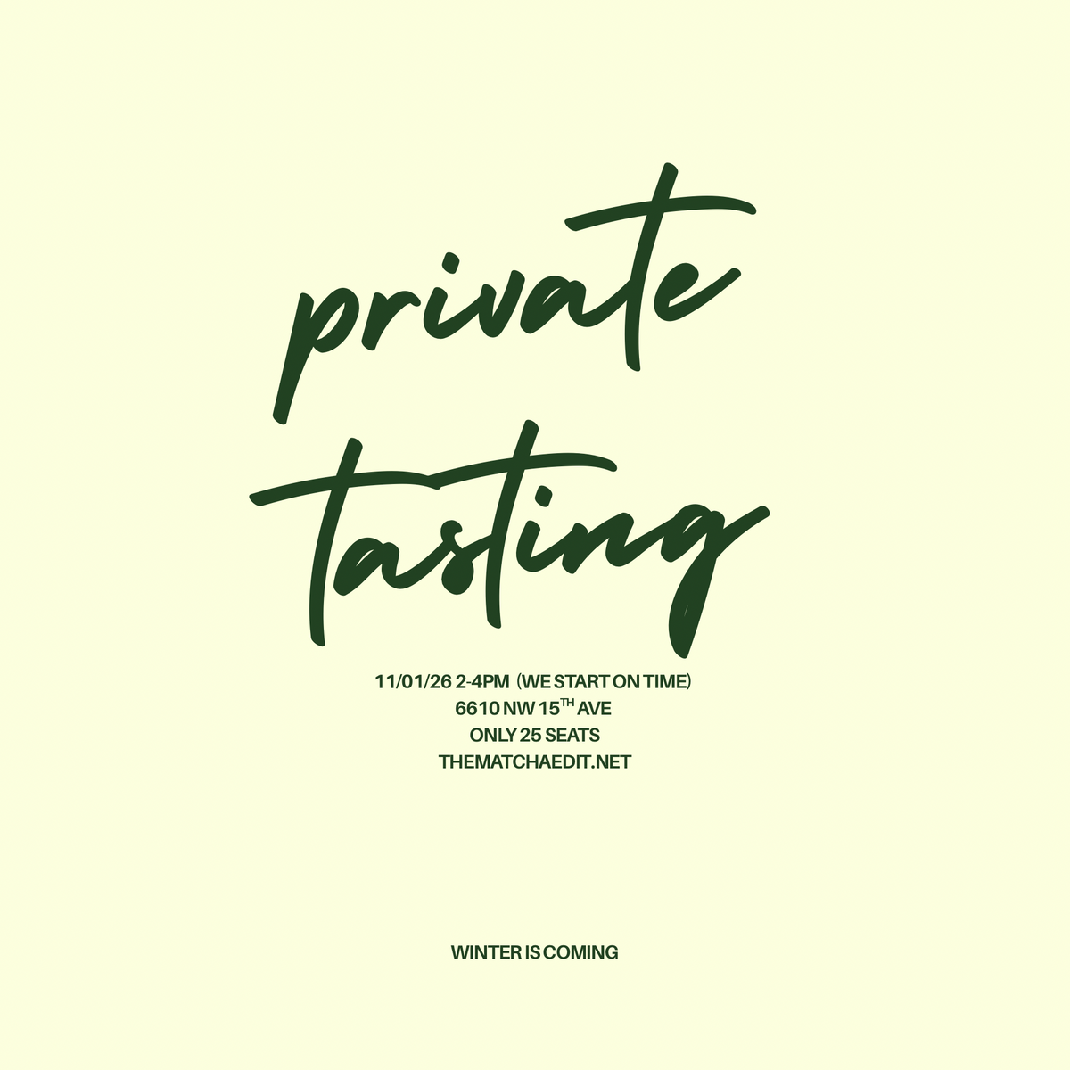 Private Tasting (25 seats
